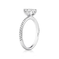 Engagement Ring with 1.14 Carat TW of Diamonds. A 1 Carat Oval Centre Laboratory-Grown Diamond and shouldered by 0.14 Carat TW of Natural Diamonds in 14kt White Gold