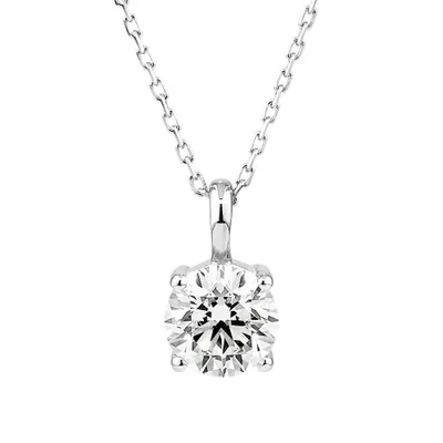 0.75 Carat TW Flawless Diamond Solitaire Necklace in 18kt White Gold