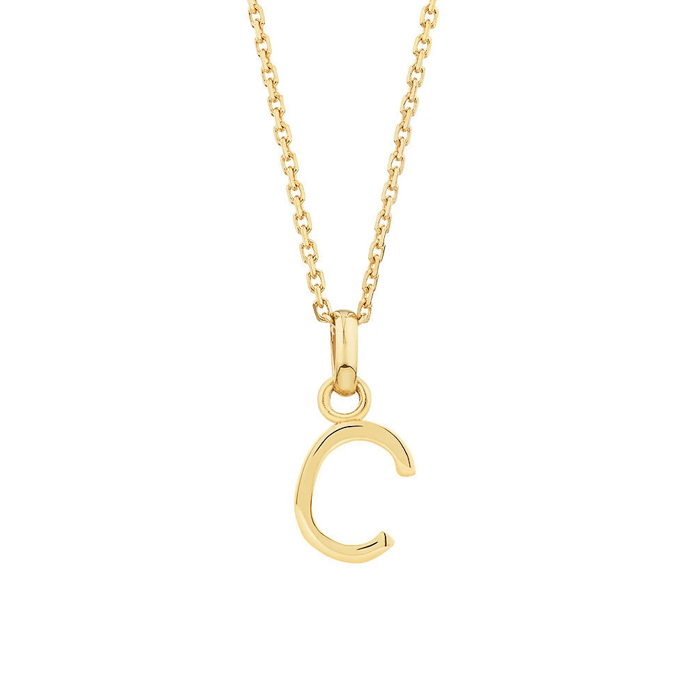 "H" Initial Pendant with Chain in 10kt Yellow Gold