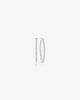 Oval Shape Hoop Earrings with 1.00ct TW of Diamonds in 10kt White Gold