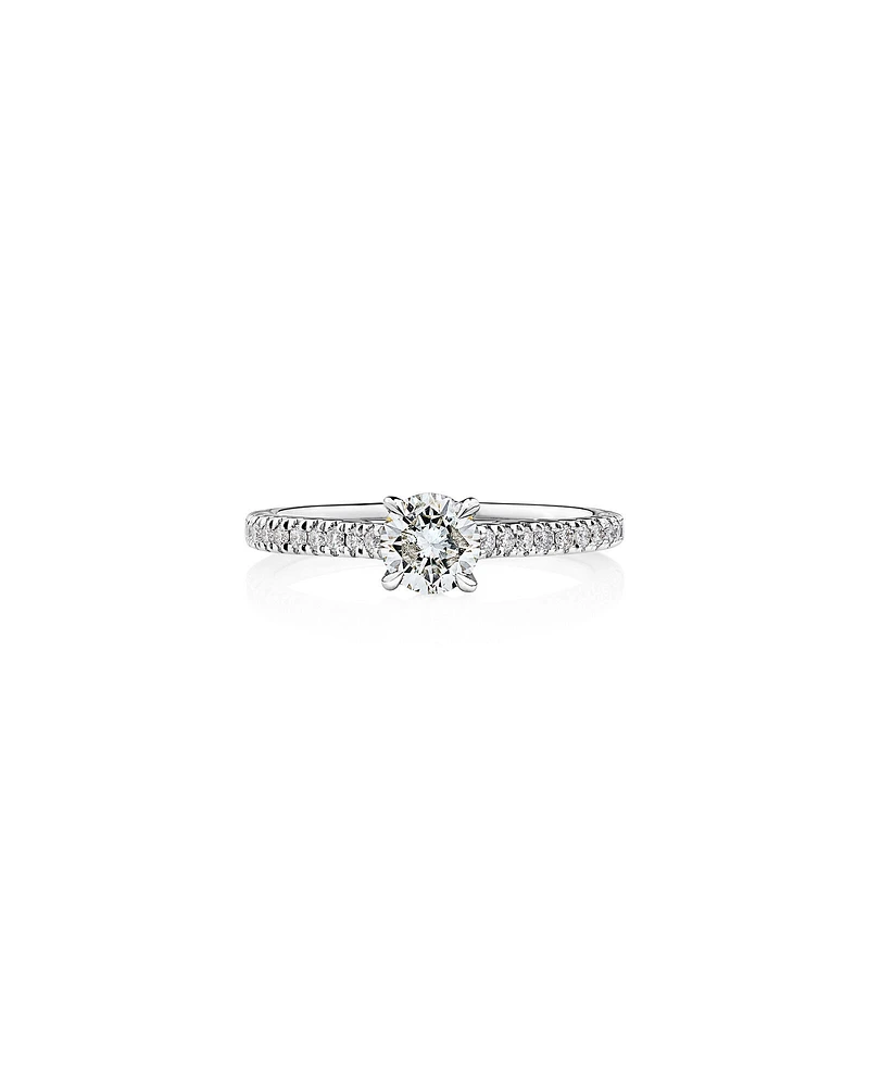 Bague de fiançailles en or blanc 14 K avec diamants totalisant 0,78 ct