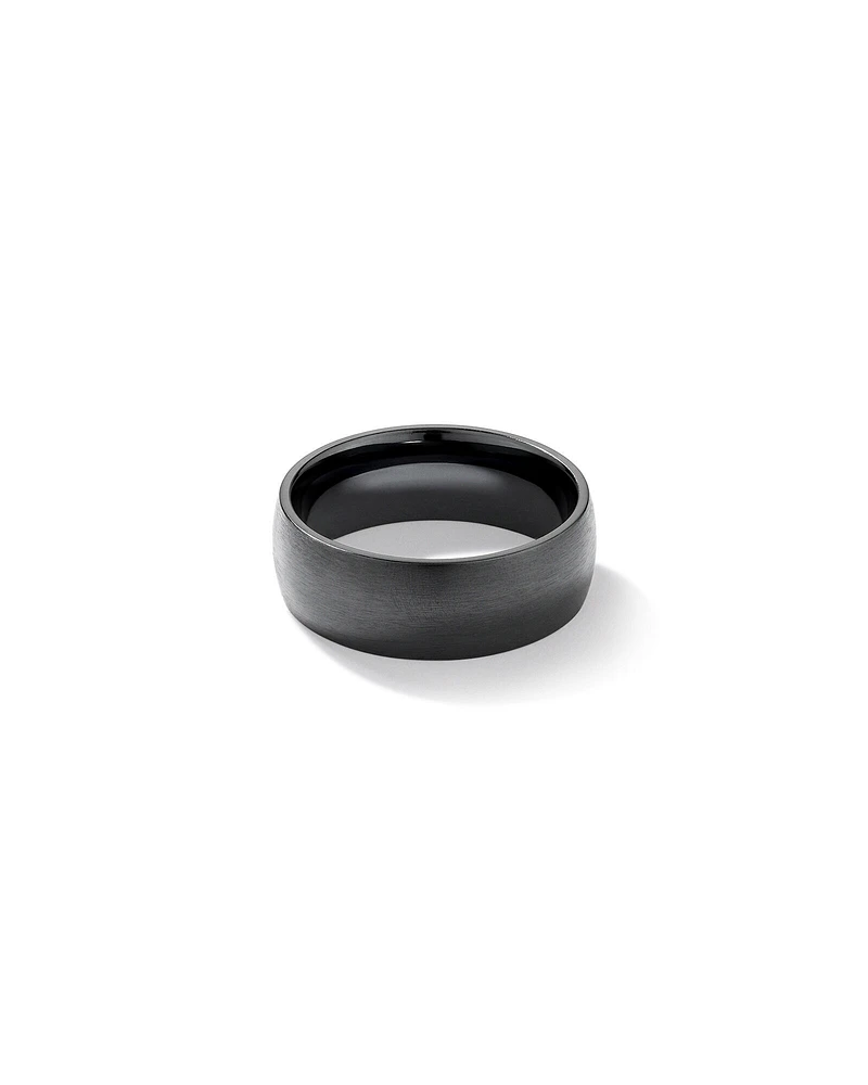 8mm Brushed Dome Black Titanium Wedding Band