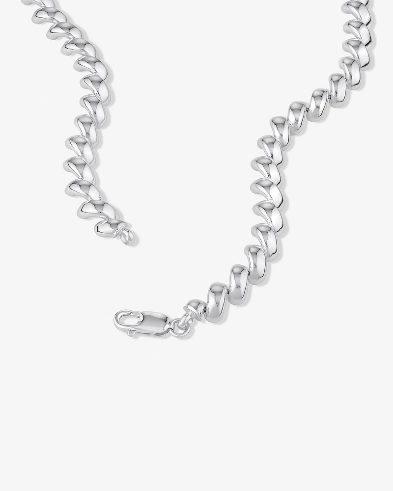 9.5mm Wide Hollow San Marco Chain Necklace in Sterling Silver