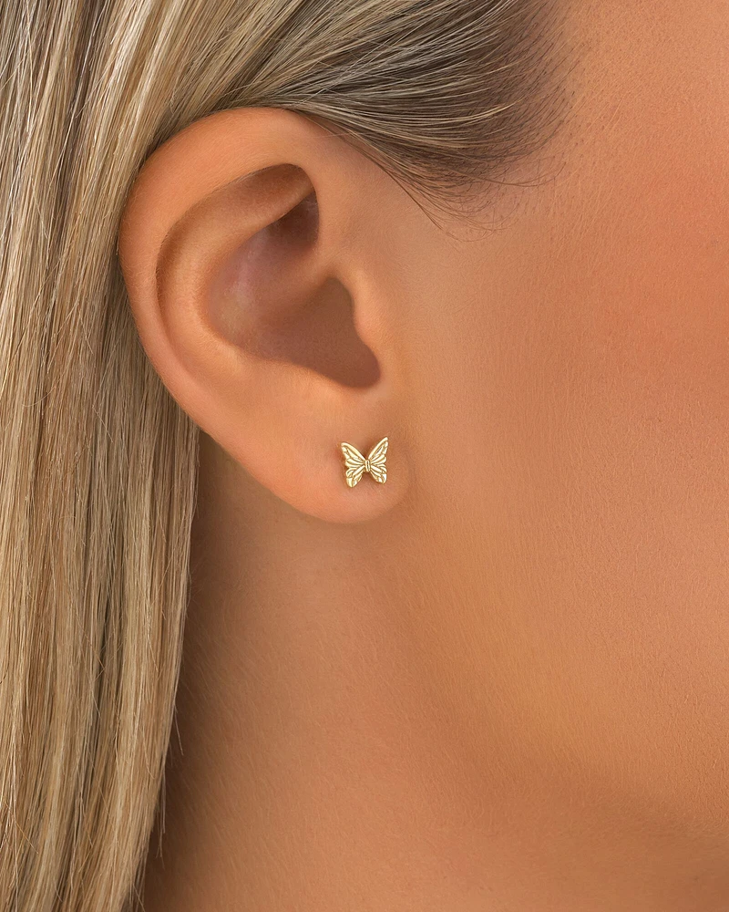 Butterfly Stud Earrings in 10kt Yellow Gold