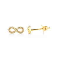 Mini Infinity Earrings with Diamonds in 10kt Yellow Gold