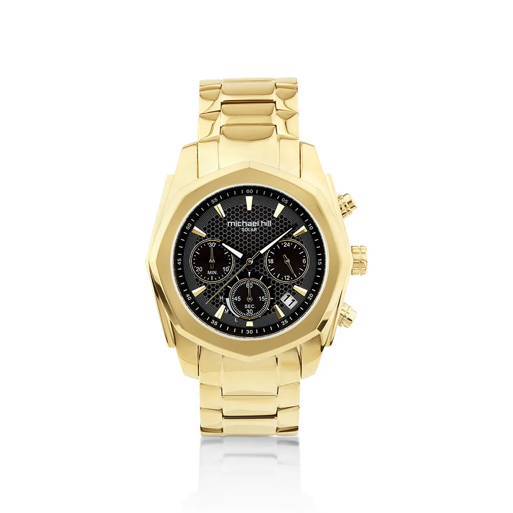 Men's Solar Chronograph Watch with 0.50 Carat TW of Diamonds in Gold Tone  Stainless Steel