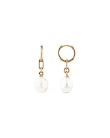 Drop Earrings with Cultured Freshwater Baroque Pearl in 10kt Yellow Gold