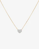 Mini Puff Heart Necklace with .12TW of Diamonds in 10kt Yellow Gold and Rhodium