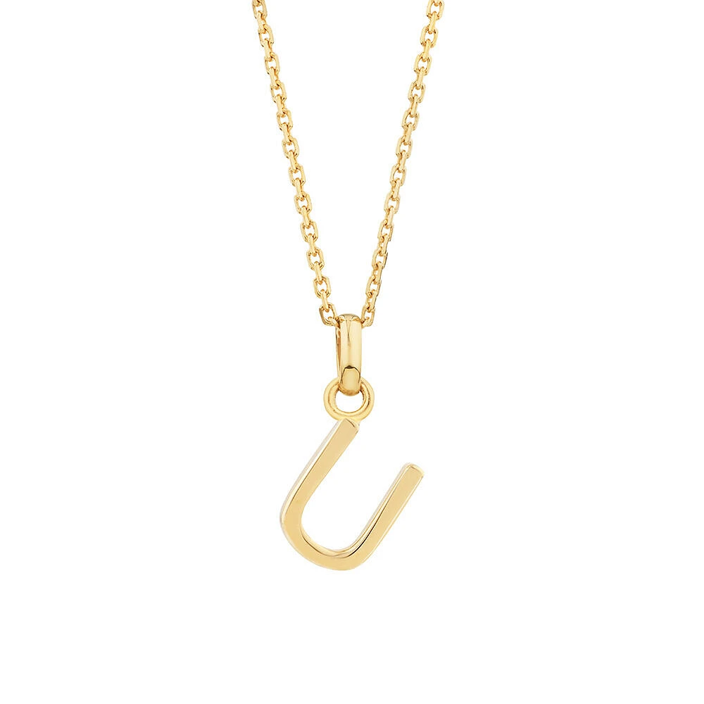 "H" Initial Pendant with Chain in 10kt Yellow Gold