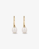 Drop Earrings with Cultured Freshwater Pearl in 10kt Yellow Gold