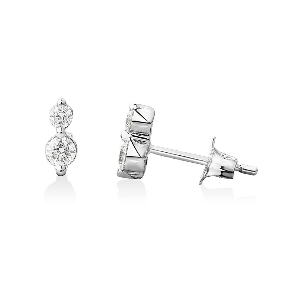 Double Stud Earrings with .28 Carat TW Diamonds in 10kt  White Gold