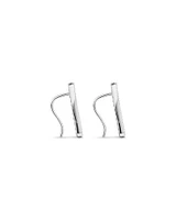 Pavé Set Cubic Zirconia Curved Point Climber Earrings in Sterling Silver