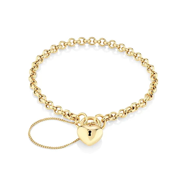 19cm (7.5) Heart Bracelet in 10kt Yellow Gold