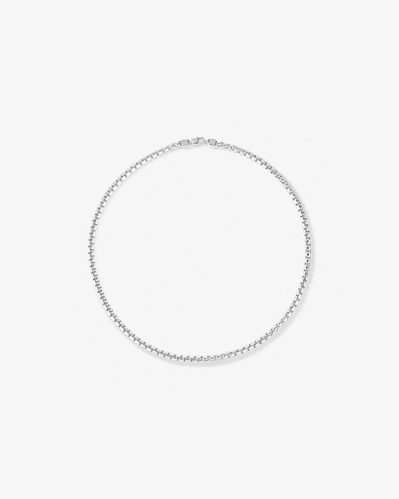 5mm Wide Rounded Box Chain Necklace in Sterling Silver