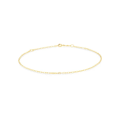 Flat Paperclip Chain Anklet in 10kt Yellow Gold