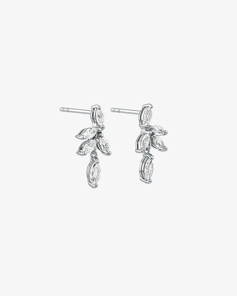 Cubic Zirconia Vine Stud Earrings in Sterling Silver