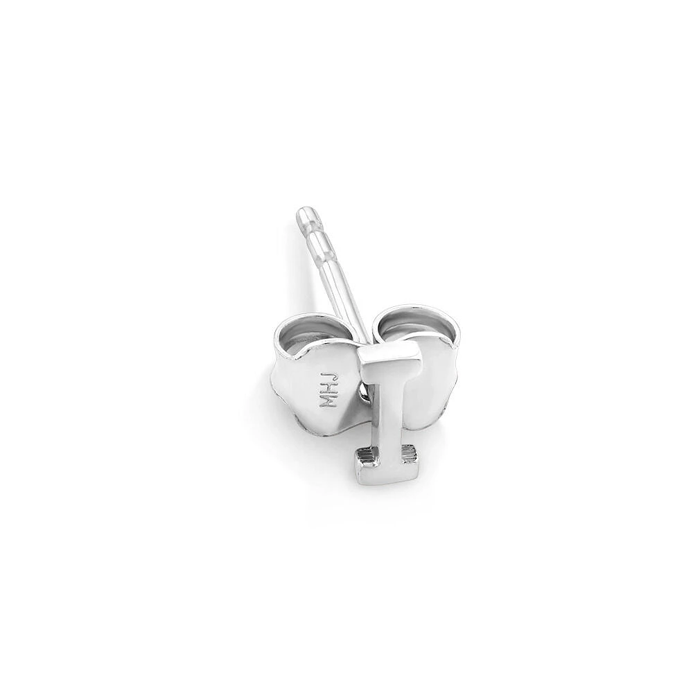 E Initial Single Stud Earring in Sterling Silver