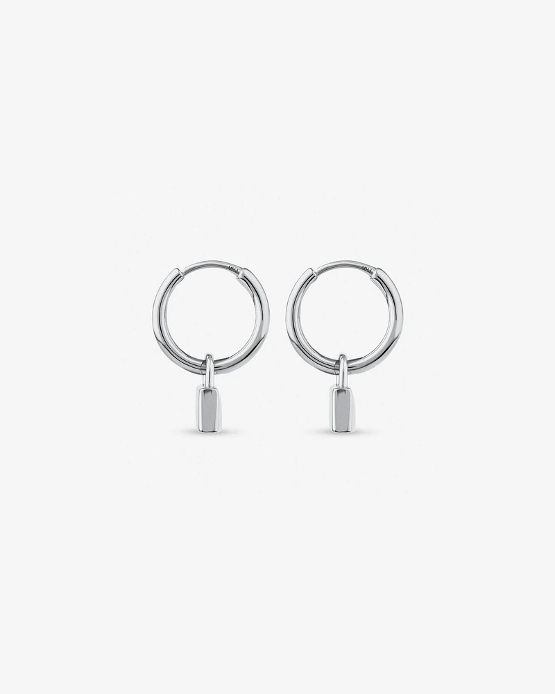 Signature Lock Hoop Huggie Earrings in Sterling Silver