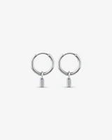 Signature Lock Hoop Huggie Earrings in Sterling Silver