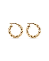 Croissant Twist 15mm Hoop Earrings in 10kt Yellow Gold