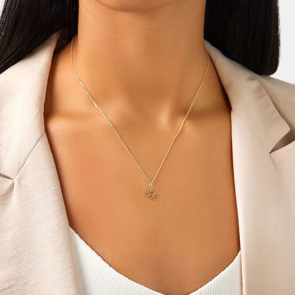 "H" Initial Pendant with Chain in 10kt Yellow Gold
