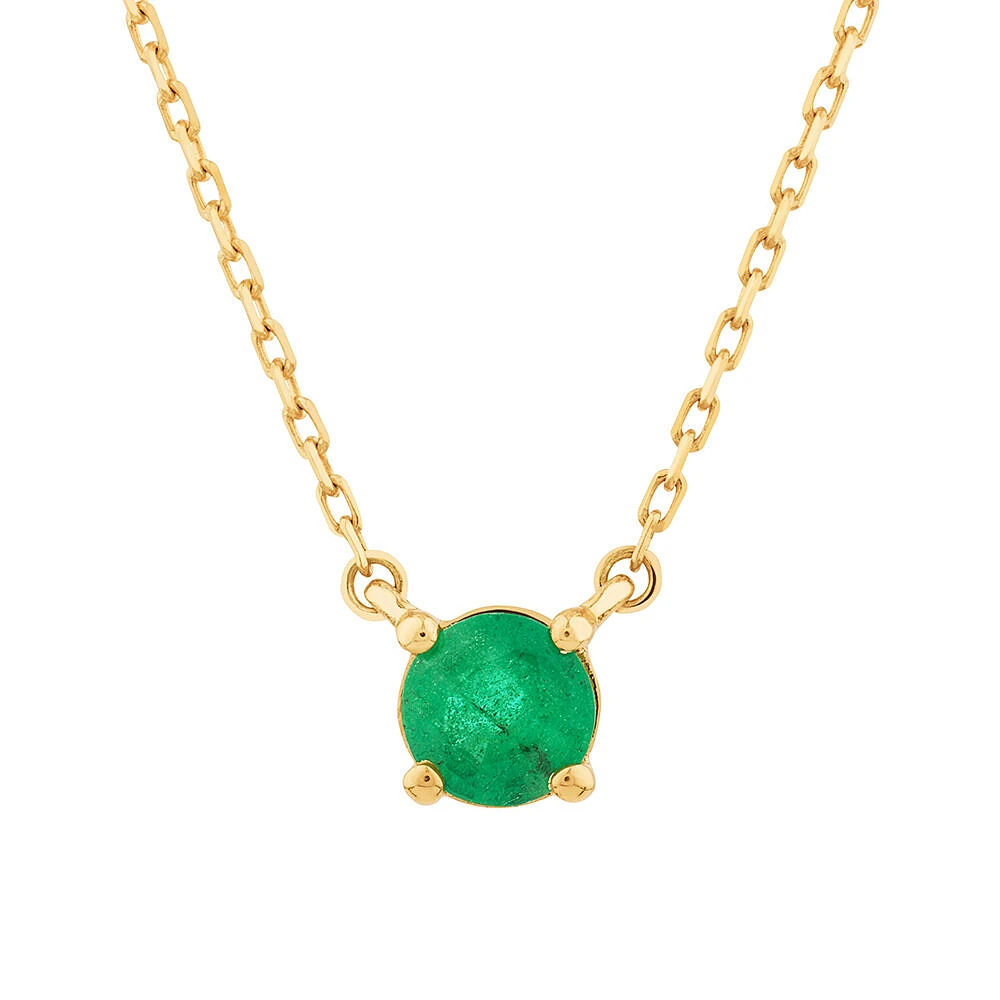 Necklace with Emerald in 10kt Yellow Gold