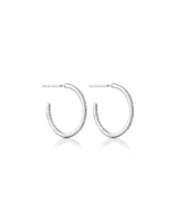 0.15 Carat TW Fine Diamond Hoop Earrings in 10kt White Gold