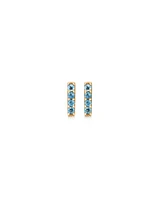 London Blue Topaz Bar Stud Earrings in 10kt Yellow Gold