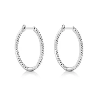 Oval Shape Hoop Earrings with 0.50ct TW of Diamonds in 10kt White Gold