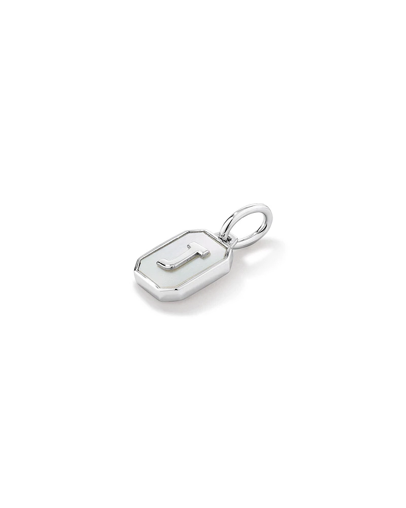 Letter F Mother of Pearl Initial Pendant in Sterling Silver