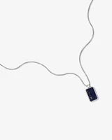 Rectangle Blue Sodalite Gemstone Pendant Chain Necklace in Sterling Silver