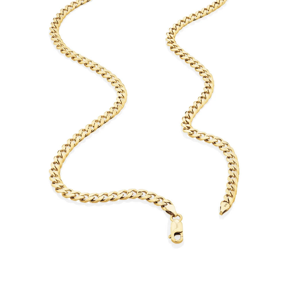 55cm (22") 4.5mm-5mm Width Solid Curb Chain in 10kt Yellow Gold