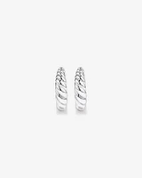 Large Croissant Huggie Earrings in Sterling Silver