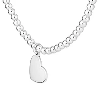 45cm (18") Engravable Heart Bead Necklace in Sterling Silver