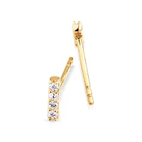 Bar Stud Earrings with .10 Carat TW Diamonds in 10kt Yellow Gold