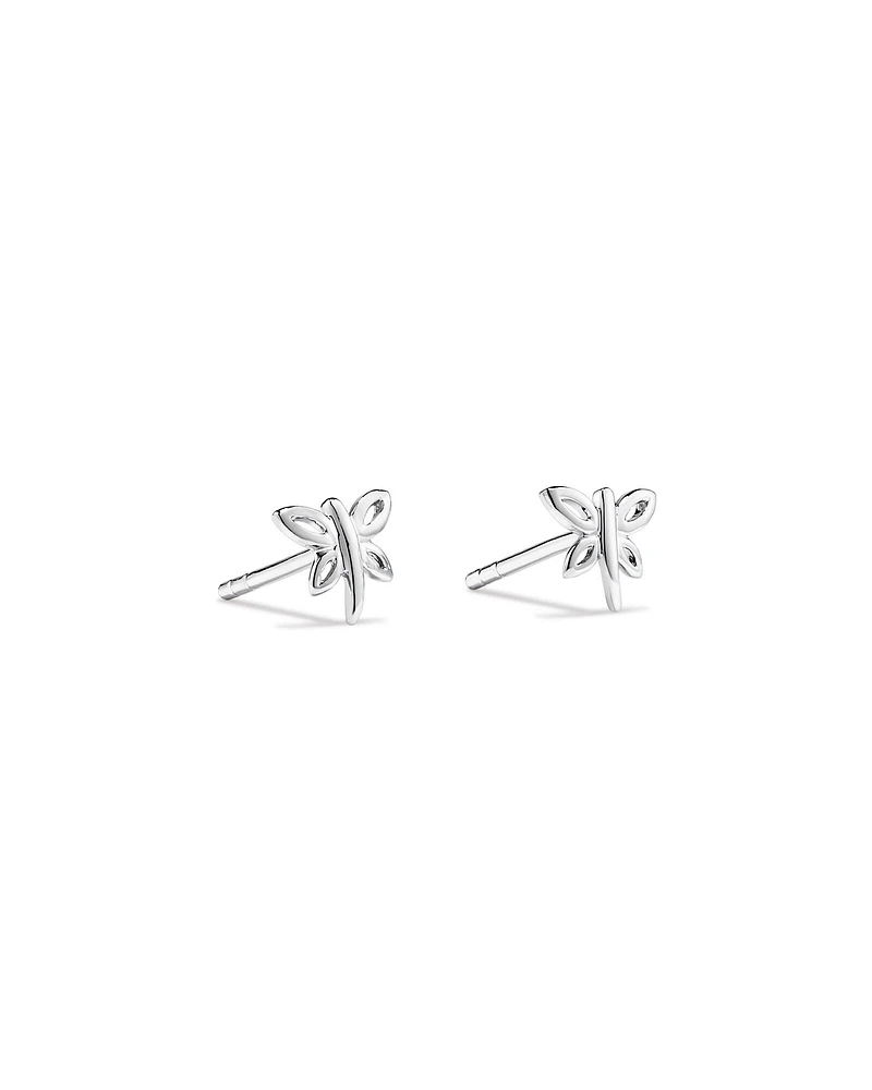 Boucles D'Oreilles Puces Libellule Aux Ailes Ouvertes En Argent Sterling