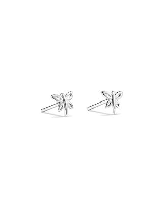 Boucles D'Oreilles Puces Libellule Aux Ailes Ouvertes En Argent Sterling