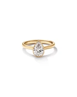 1.25 Carat TW Pear Cut Laboratory-Grown Diamond Solitaire Bezel Set Engagement Ring in 14kt Yellow Gold