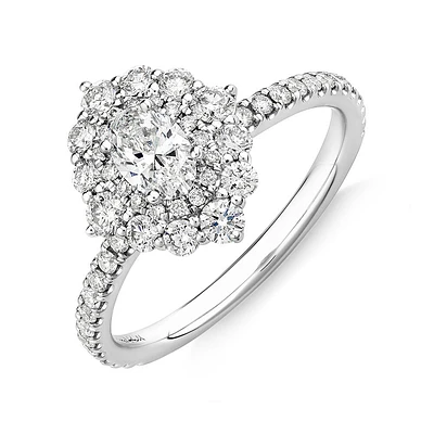 Sir Michael Hill Designer Oval Engagement Ring with 0.92 Carat TW Diamonds in 18kt Gold