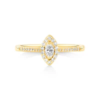 0.20 Carat TW Marquise Cut Diamond Halo Promise Ring in 10kt Yellow Gold