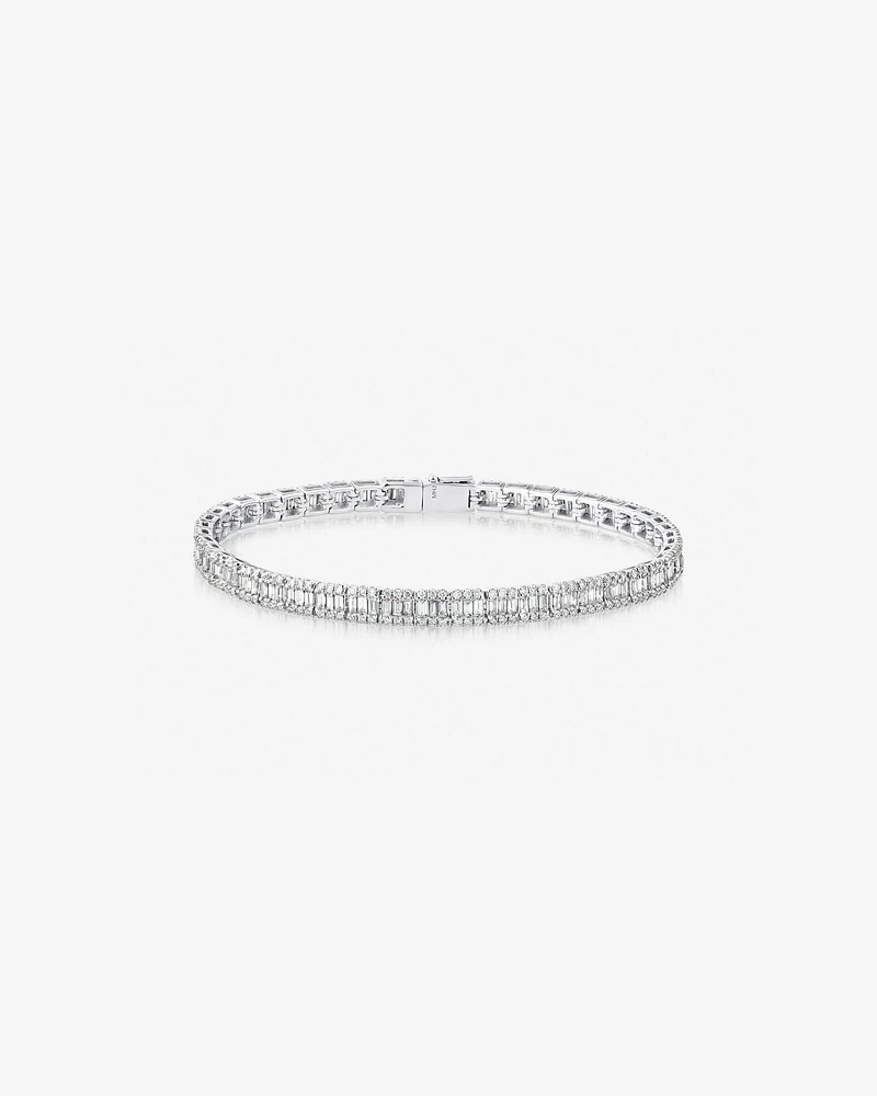 3.37 Carat TW Baguette Diamond Tennis Bracelet in 14kt White Gold