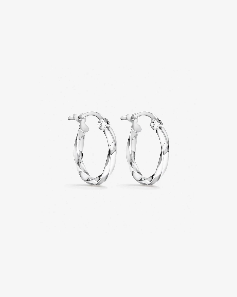 10mm Square Twist Hoop Earrings in 10kt Yellow Gold