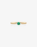 3 Stone Ring with Emerald & Diamonds in 10kt Yellow Gold