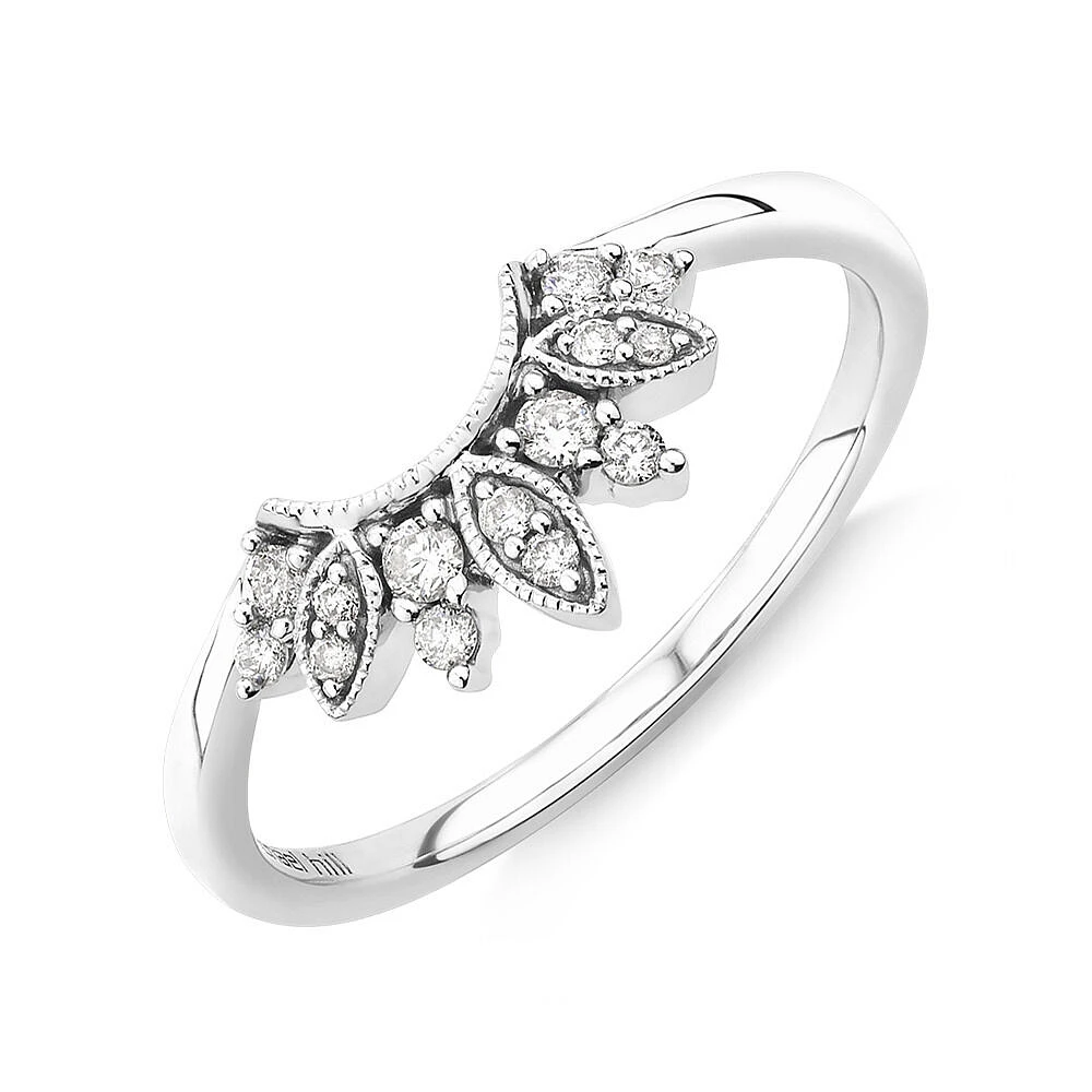 Wedding Ring with 0.14 Carat TW of Diamonds in 14kt White Gold