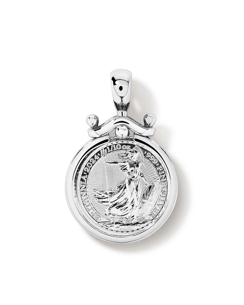 1/10oz Brittannia Soverign Medallion Pendant in Sterling Silver