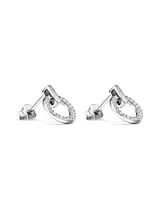 Door Knocker Stud Earrings with Cubic Zirconia in Sterling Silver