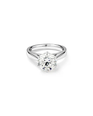 Bague de fiançailles solitaire certifiée avec un diamant de 3 carats en or blanc 14kt.