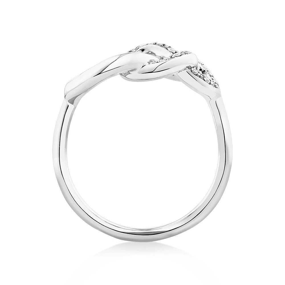 Knots Ring with Diamonds in Sterling Silver