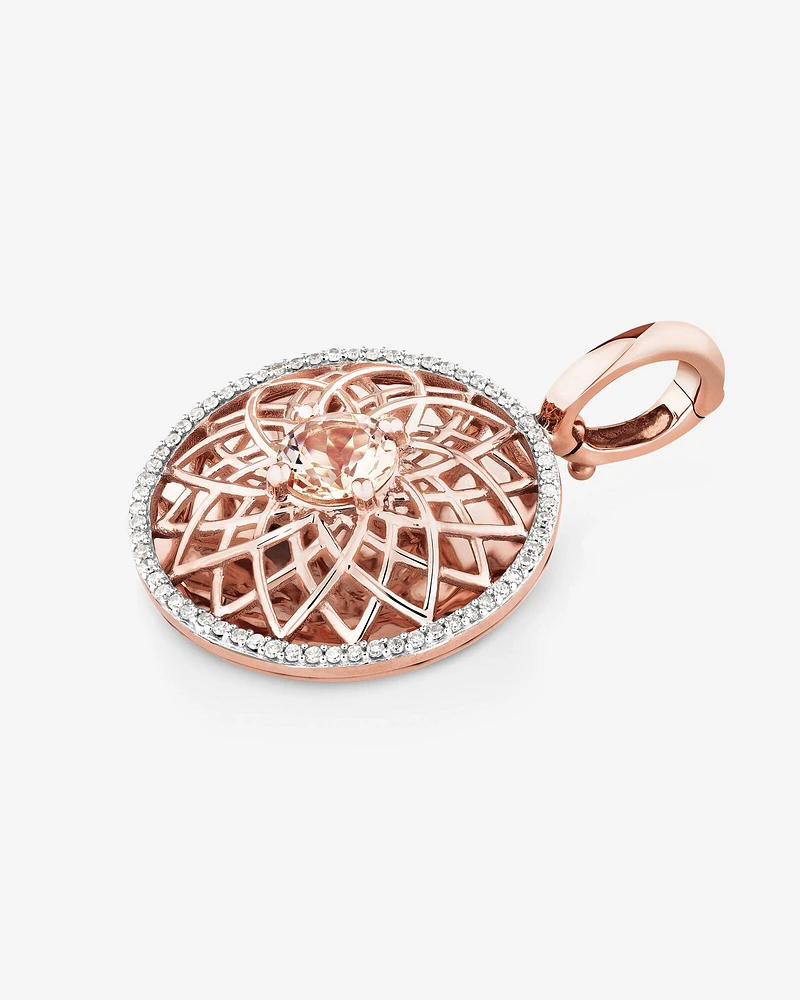 Round Enhancer Pendant with Morganite & 0.20 Carat TW of Diamonds in 10kt Rose Gold