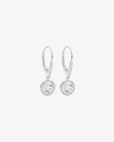 Halo Drop Earrings with Cubic Zirconia in Sterling Silver